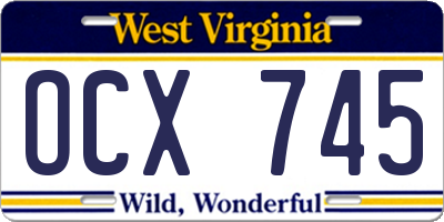 WV license plate OCX745
