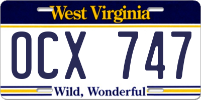 WV license plate OCX747