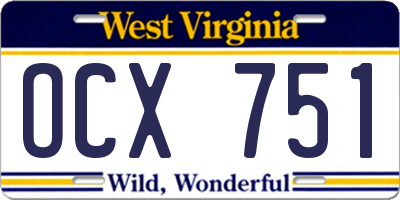 WV license plate OCX751