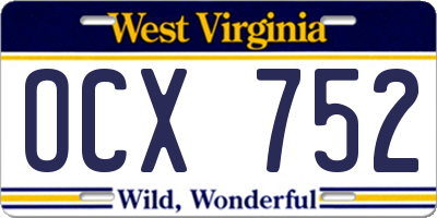 WV license plate OCX752