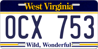 WV license plate OCX753