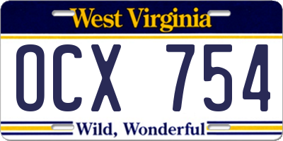 WV license plate OCX754