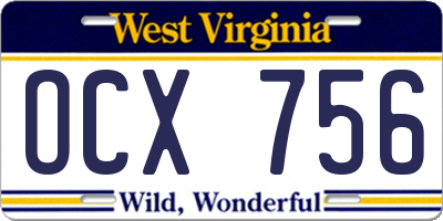 WV license plate OCX756