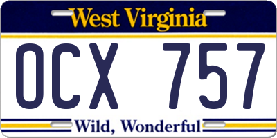 WV license plate OCX757
