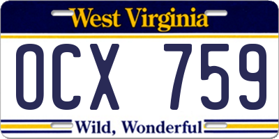 WV license plate OCX759