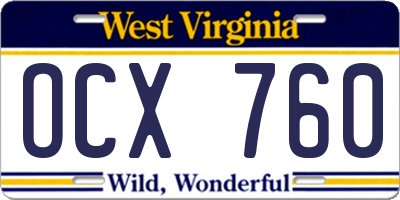 WV license plate OCX760
