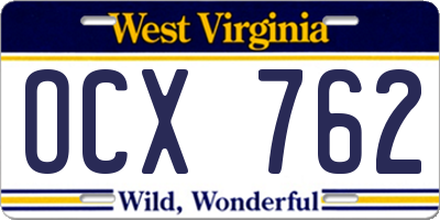 WV license plate OCX762