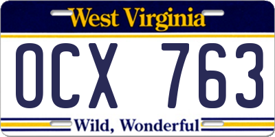 WV license plate OCX763