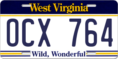WV license plate OCX764