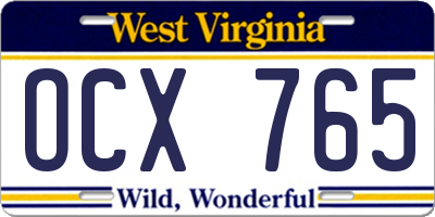 WV license plate OCX765
