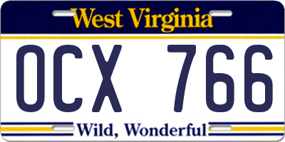 WV license plate OCX766