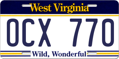 WV license plate OCX770