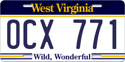 WV license plate OCX771