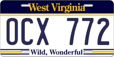WV license plate OCX772
