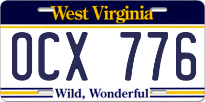 WV license plate OCX776