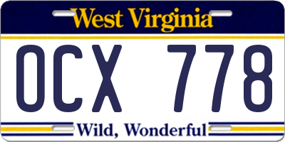 WV license plate OCX778