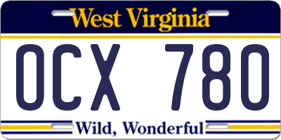 WV license plate OCX780