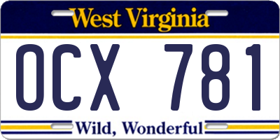 WV license plate OCX781