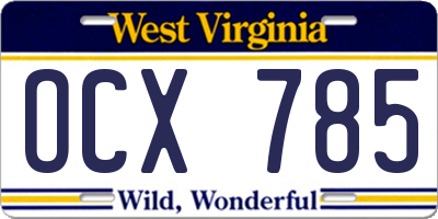 WV license plate OCX785