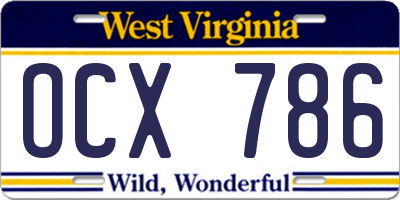 WV license plate OCX786