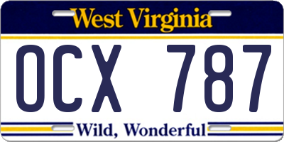 WV license plate OCX787