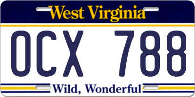 WV license plate OCX788