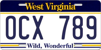 WV license plate OCX789