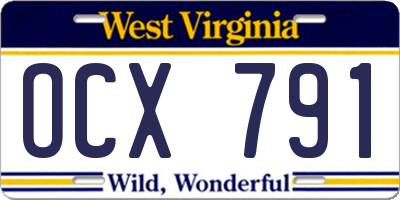WV license plate OCX791