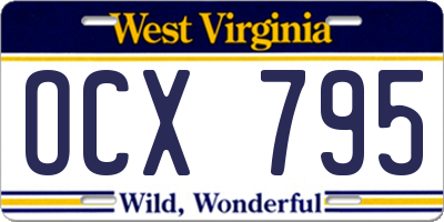 WV license plate OCX795