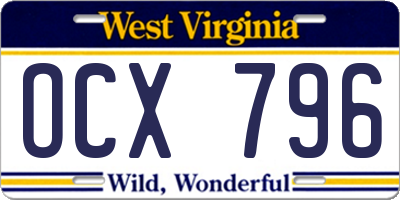 WV license plate OCX796