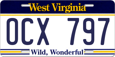 WV license plate OCX797