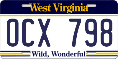 WV license plate OCX798