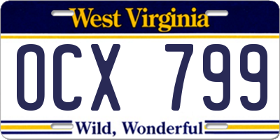 WV license plate OCX799