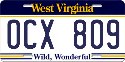WV license plate OCX809