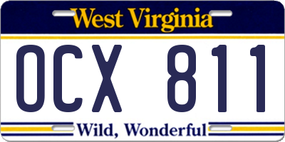 WV license plate OCX811