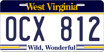 WV license plate OCX812