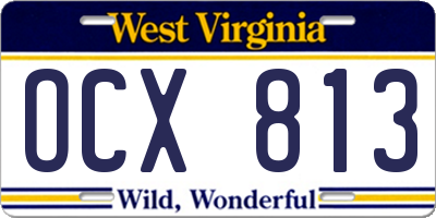 WV license plate OCX813