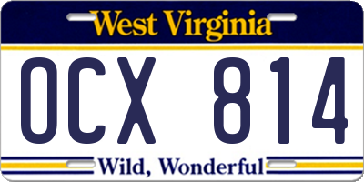 WV license plate OCX814