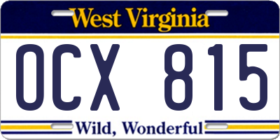 WV license plate OCX815