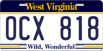 WV license plate OCX818