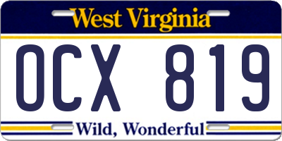 WV license plate OCX819
