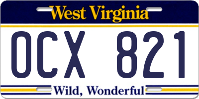 WV license plate OCX821