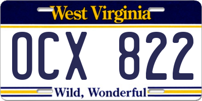 WV license plate OCX822