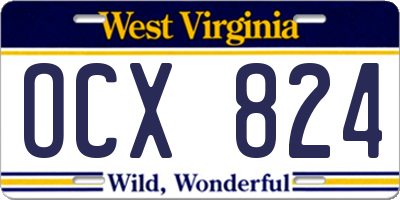 WV license plate OCX824