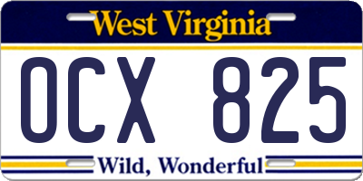 WV license plate OCX825