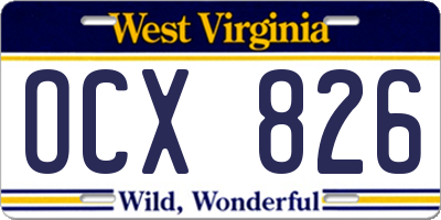 WV license plate OCX826