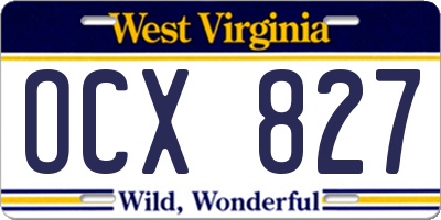 WV license plate OCX827