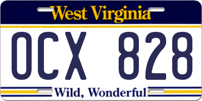 WV license plate OCX828