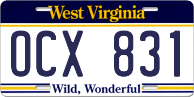WV license plate OCX831