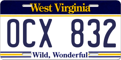 WV license plate OCX832